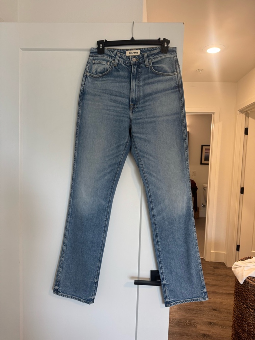 GRLFRND Light Blue High-Rise Straight Jeans